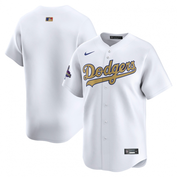 Men's Los Angeles Dodgers Blank Nike White 2025 Gold Collection Limited Jersey