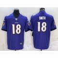 Men's Baltimore Ravens #18 Roquan Smith Purple Vapor Untouchable Limited Stitched Jersey