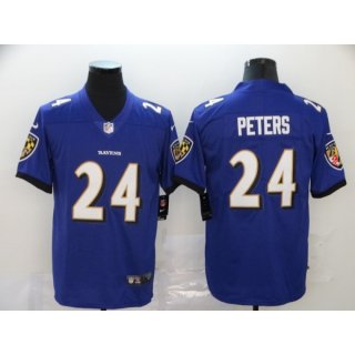 Men's Baltimore Ravens #24 Marcus Peters Purple Vapor Untouchable NFL Jersey