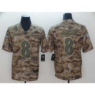 Men's Baltimore Ravens #8 Lamar Jackson 2018 Camo Salute to Service Limited Stitched NFL Jersey