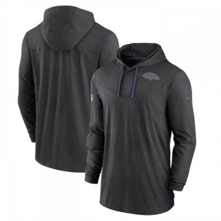 Men's Baltimore Ravens Black Sideline Pop Performance Pullover Long Sleeve Hoodie T-Shirt