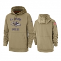 Men's Baltimore Ravens Tan 2019 Salute to Service Sideline Therma Pullover Hoodie