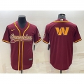 Men's Washington Commanders Burgundy Team Big Logo With Patch Cool Base Stitched Baseball Jersey
