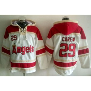 Angels of Anaheim #29 Rod Carew White Sawyer Hooded Sweatshirt MLB Hoodie
