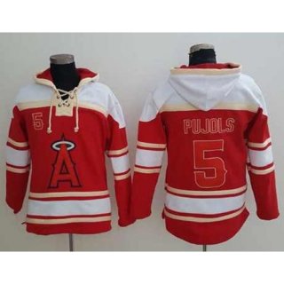 Angels of Anaheim #5 Albert Pujols Red Sawyer Hooded Sweatshirt MLB Hoodie