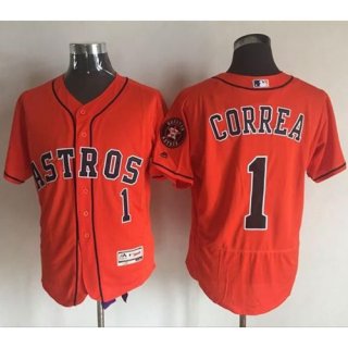 Astros #1 Carlos Correa Orange Flexbase Authentic Collection Stitched MLB Jersey