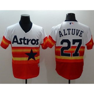 Astros #27 Jose Altuve White/Orange Flexbase Authentic Collection Cooperstown Stitched MLB Jersey
