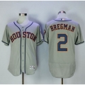 Astros #2 Alex Bregman Grey Flexbase Authentic Collection Stitched MLB Jersey