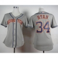 Astros #34 Nolan Ryan Grey Road Women's Stitched MLB Jersey