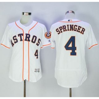 Astros #4 George Springer White Flexbase Authentic Collection Stitched MLB Jersey