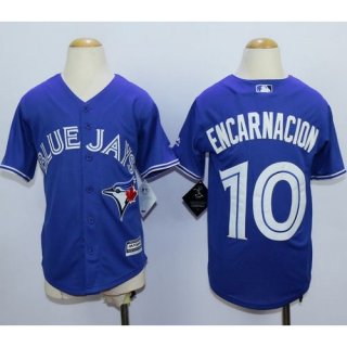 Blue Jays #10 Edwin Encarnacion Blue Cool Base Stitched Youth MLB Jersey