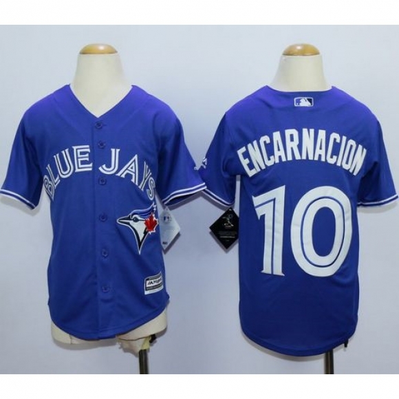 Blue Jays #10 Edwin Encarnacion Blue Cool Base Stitched Youth MLB Jersey