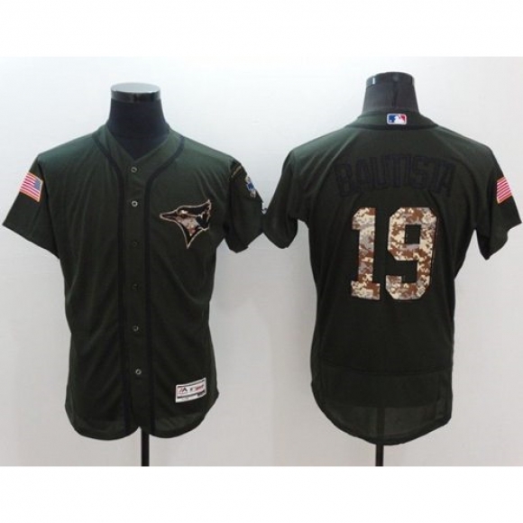 Blue Jays #19 Jose Bautista Green Flexbase Authentic Collection Salute to Service Stitched MLB Jersey