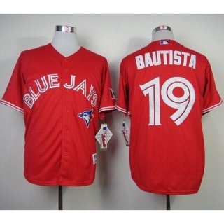 Blue Jays #19 Jose Bautista Red Canada Day Stitched MLB Jersey
