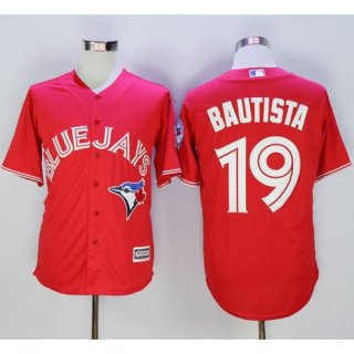 Blue Jays #19 Jose Bautista Red New Cool Base 40th Anniversary Stitched MLB Jersey