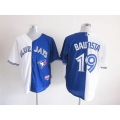 Blue Jays #19 Jose Bautista White/Blue Split Fashion Stitched MLB Jersey