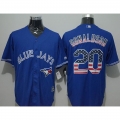 Blue Jays #20 Josh Donaldson Blue USA Flag Fashion Stitched MLB Jersey