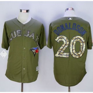 Blue Jays #20 Josh Donaldson Green Camo New Cool Base Stitched MLB Jersey