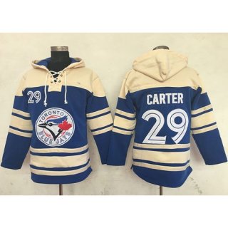 Blue Jays #29 Joe Carter Blue Sawyer Hooded Sweatshirt MLB Hoodie