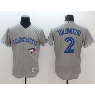Blue Jays #2 Troy Tulowitzki Grey Flexbase Authentic Collection Stitched MLB Jersey