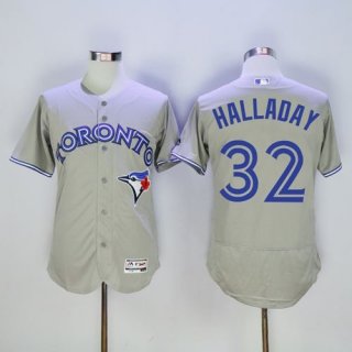 Blue Jays #32 Roy Halladay Grey Flexbase Authentic Collection Stitched MLB Jersey