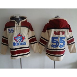 Blue Jays #55 Russell Martin Cream Sawyer Hooded Sweatshirt MLB Hoodie