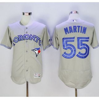 Blue Jays #55 Russell Martin Grey Flexbase Authentic Collection Stitched MLB Jersey