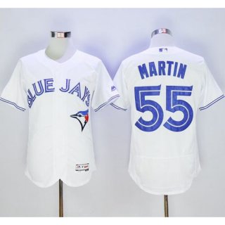 Blue Jays #55 Russell Martin White Flexbase Authentic Collection Stitched MLB Jersey