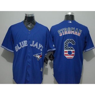 Blue Jays #6 Marcus Stroman Blue USA Flag Fashion Stitched MLB Jersey