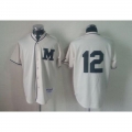 Brewers #12 Martin Maldonado Cream 1913 Turn Back The Clock Stitched MLB Jersey