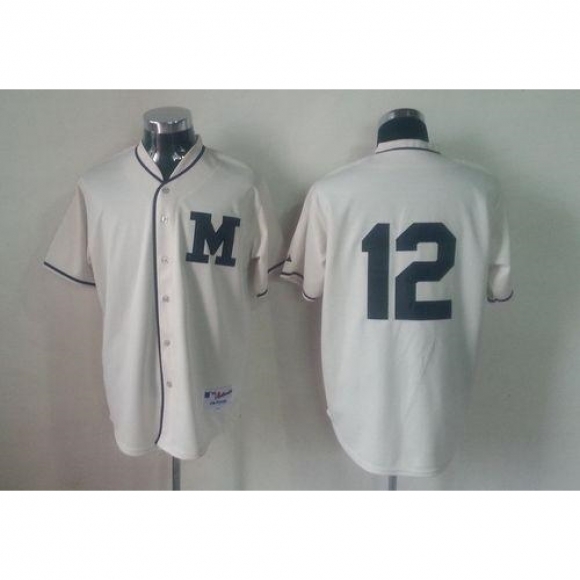 Brewers #12 Martin Maldonado Cream 1913 Turn Back The Clock Stitched MLB Jersey