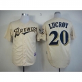 Brewers #20 Jonathan Lucroy Cream YOUNinorm Cool Base Stitched MLB Jersey
