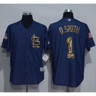 Cardinals #1 Ozzie Smith Denim Blue Salute to Service Stitched MLB Jersey