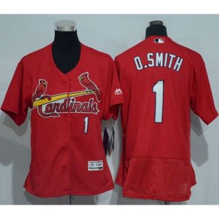Cardinals #1 Ozzie Smith Red Flexbase Authentic Women's Stitched MLB Jersey