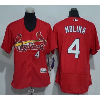 Cardinals #4 Yadier Molina Red Flexbase Authentic Women's Stitched MLB Jersey