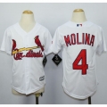 Cardinals #4 Yadier Molina White Cool Base Stitched Youth MLB Jersey