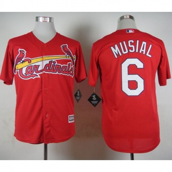 Cardinals #6 Stan Musial Red Cool Base Stitched MLB Jersey