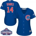 Cubs #14 Ernie Banks Blue Alternate 2016 World Series Champions Women's Stitched MLB Jersey