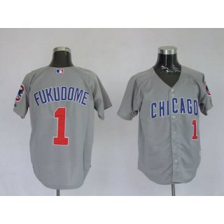 Cubs #1 Kosuke Fukudome Stitched Grey MLB Jersey