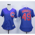 Cubs #49 Jake Arrieta Blue Alternate Women's Stitched MLB Jersey