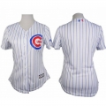 Cubs Blank White With Blue Strip Women's Fashion Stitched MLB Jersey