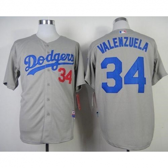 Dodgers #34 Fernando Valenzuela Stitched Grey Cool Base MLB Jersey