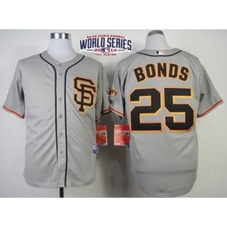 Giants #25 Barry Bonds Grey Cool Base Road 2 W/2014 World Series Patch Stitched MLB Jersey