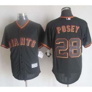 Giants #28 Buster Posey Black New Cool Base Stitched MLB Jersey