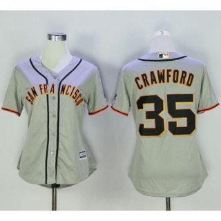 Giants #35 Brandon Crawford Grey Women's Road Stitched MLB Jersey