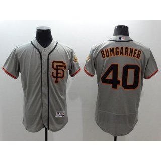 Giants #40 Madison Bumgarner Grey Flexbase Authentic Collection Road 2 Stitched MLB Jersey