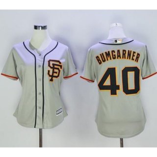 Giants #40 Madison Bumgarner Grey Women's Road 2 Stitched MLB Jersey