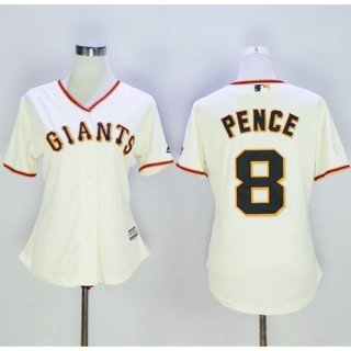 Giants #8 Hunter Pence Cream Women's Home Stitched MLB Jersey