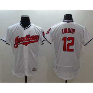indians #12 Francisco Lindor White Flexbase Authentic Collection Stitched MLB Jersey