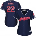 indians #22 Jason Kipnis Navy Blue Women's Alternate Stitched MLB Jersey